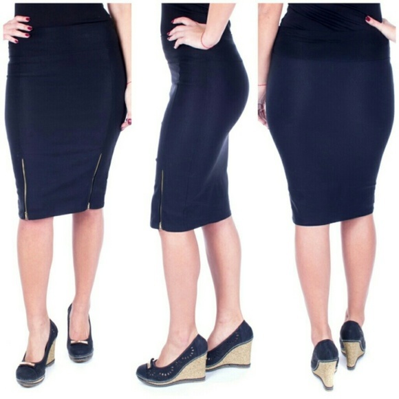 Forever Young Dresses & Skirts - Women Stretch Pencil Skirt, d-4023, Black